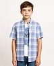 CAVIO Cotton Woven Half Sleeves Checked Shirt & Tee Set - Blue