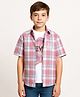CAVIO Cotton Woven Half Sleeves Checked Shirt & Tee Set - Pink