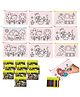 Birthday Popper Colour Your Pencil Pouches & Sketch Pens Combo as Birthday Return Gifts - Set of 10 - Assorted Theme Coloring Zipper Bags for Creative Kids, School Art Projects