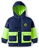 Pine Kids Woven Full Sleeves Solid Hooded Padded Jacket - Navy Blue