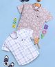 blushh berry Cotton Blend Woven Pack Of 2 Half Sleeves Checked & Floral Printed Shirts - White Blue & Brown