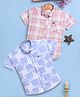 blushh berry Cotton Blend Woven Pack Of 2 Half Sleeves Checked & Abstract Printed Shirts - Blue & Pink