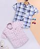 blushh berry Cotton Blend Woven Pack Of 2 Half Sleeves Chessboard Checked Shirts - Grey Blue & Pink
