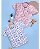blushh berry Cotton Blend Woven Pack Of 2 Half Sleeves Checked & Doodle Art Printed Shirts - Blue & Pink