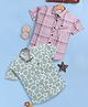 blushh berry Cotton Blend Woven Pack Of 2 Half Sleeves Checked & Abstract Printed Shirts - Green & Maroon