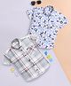 blushh berry Cotton Blend Woven Pack Of 2 Half Sleeves Checked & Typography Printed Shirts - Green Blue & White