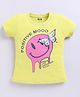 Kidcity Cotton Knit Half Sleeves Positive Mood Text & Butterfly Printed Top - Yellow