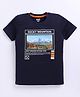 Kidcity Cotton Knit Half Sleeves Rocket Mountain Text Printed Tee - Navy Blue