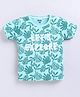 Kidcity Cotton Knit Half Sleeves Lets Explore Text Printed Tee - Mint Green