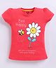 Kidcity Cotton Sinker Knit Half Sleeves Floral Printed Top - Peach