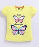 Kidcity Cotton Sinker Knit Half Sleeves Butterfly Printed Top - Yellow