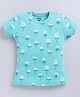 Kidcity Cotton Knit Half Sleeves Daisy Floral Printed Top - Sky Blue