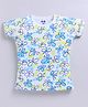 Kidcity Cotton Knit Half Sleeves Butterflies Printed Top - Multi Colour