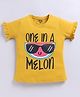 Kidcity Cotton Knit Half Sleeves One In A Melon Text Printed Top - Mustard