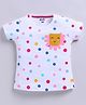 Kidcity Cotton Knit Half Sleeves Polka Dots Printed Top - White