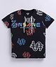 Kidcity Cotton Sinker Knit Half Sleeves Insane Text Printed Tee - Black