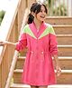 Pine Kids Cotton Knit Full Sleeves Winter Sweatshirt Dress With Cut & Sew Design - Dark Pink