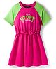 Pine Kids Cotton Knit Half Raglan Sleeves Sweatshirt Dress With Text Print - Dark Pink