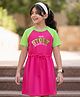 Pine Kids Cotton Knit Half Raglan Sleeves Sweatshirt Dress With Text Print - Dark Pink