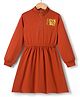 Pine Kids Cotton Knit Full Sleeves Sweatshirt Dress With Text Foil Print - Red