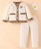 Mark & Mia Full Sleeves Winter Wear Night Suit with Bear Applique - Cream