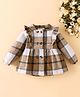 Mark & Mia Full Sleeves Flared Checks Winter Jacket - Brown & White