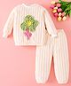 Mark & Mia Full Sleeves Winter Wear Night Suit with Floral Applique - Cream