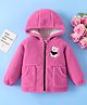 Mark & Mia Full Sleeves Fur Hooded Winter Jacket With Teddy Bear Embroidery - Fuchsia