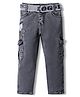 Rikidoos Denim Woven Star Embroidered Jeans With Belt - Blue & Grey