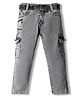 Rikidoos Denim Woven Star Embroidered Jeans With Belt - Grey