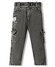 Rikidoos Denim Woven Star Embroidered Jeans With Belt - Black & Grey