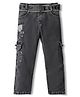 Rikidoos Denim Woven Star Embroidered Jeans With Belt - Black