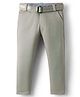 Rikidoos Cotton Lycra Woven Textured Pant With Belt - Light Grey