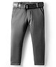 Rikidoos Cotton Lycra Woven Textured Pant With Belt - Dark Grey