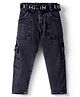 Rikidoos Denim Woven Solid Jeans With Belt - Navy Blue