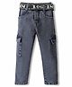 Rikidoos Denim Woven Washed Jeans With Belt - Blue