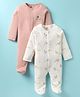 I Bears Interlock Knit Full Sleeves Footed Sleepsuit With Floral Print Pack Of 3 - White Pink & Lilac