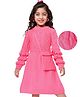 Hola Bonita Knit Full Sleeves Woollen Dress with Sling Bag & Cable Knit Design - Pink
