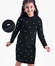 Hola Bonita Knit Full Sleeves Pearl Embellished Sweater Dress - Black