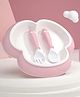 THE LITTLE LOOKERS Baby Bowl Set with Spoon & Fork Non-Slip, BPA Free, Silicone Feeding Set for Toddlers/ Babies - Pink
