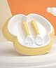 THE LITTLE LOOKERS Baby Bowl Set with Spoon & Fork Non-Slip, BPA Free, Silicone Feeding Set for Toddlers/ Babies - Yellow