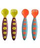 THE LITTLE LOOKERS BPA Free Food Grade Plastic Easy Grip Spoon and Fork Set| Colorful Tableware/Attractive Cutlery Set for Kids/Babies/Toddlers/Boys/Girls (Multi, Set of 2 (Orange & Green)