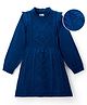 Hola Bonita Knit Full Sleeves Pullover Woollen Dress with Cable Knit Design - Teal Blue