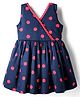 Rassha Sleeveless Polka Dots Printed & Lace Embellished Dress - Navy Blue