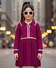 Hola Bonita Knitted Full Sleeves Textured Fabric Sweater Dress With Belt - Plum