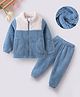 Mark & Mia Full Sleeves Winter Wear T-Shirt & Lounge Pant Set With Cut & Sew Design - Blue