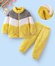 Mark & Mia Full Sleeves Winter Wear T-Shirt & Lounge Pant Set With Cut & Sew Design - Yellow