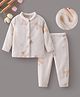 Mark & Mia Full Sleeves Winter Co-ords Night Suit With Animal Print - Cream