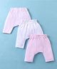 I Bears Interlock Knit Full Length Diaper Leggings with Fruit Print & Stripes Pack of 3 - Pink & White