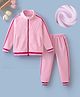 Mark & Mia Full Sleeves T-Shirt & Pant Set With Text Embriodery - Pink